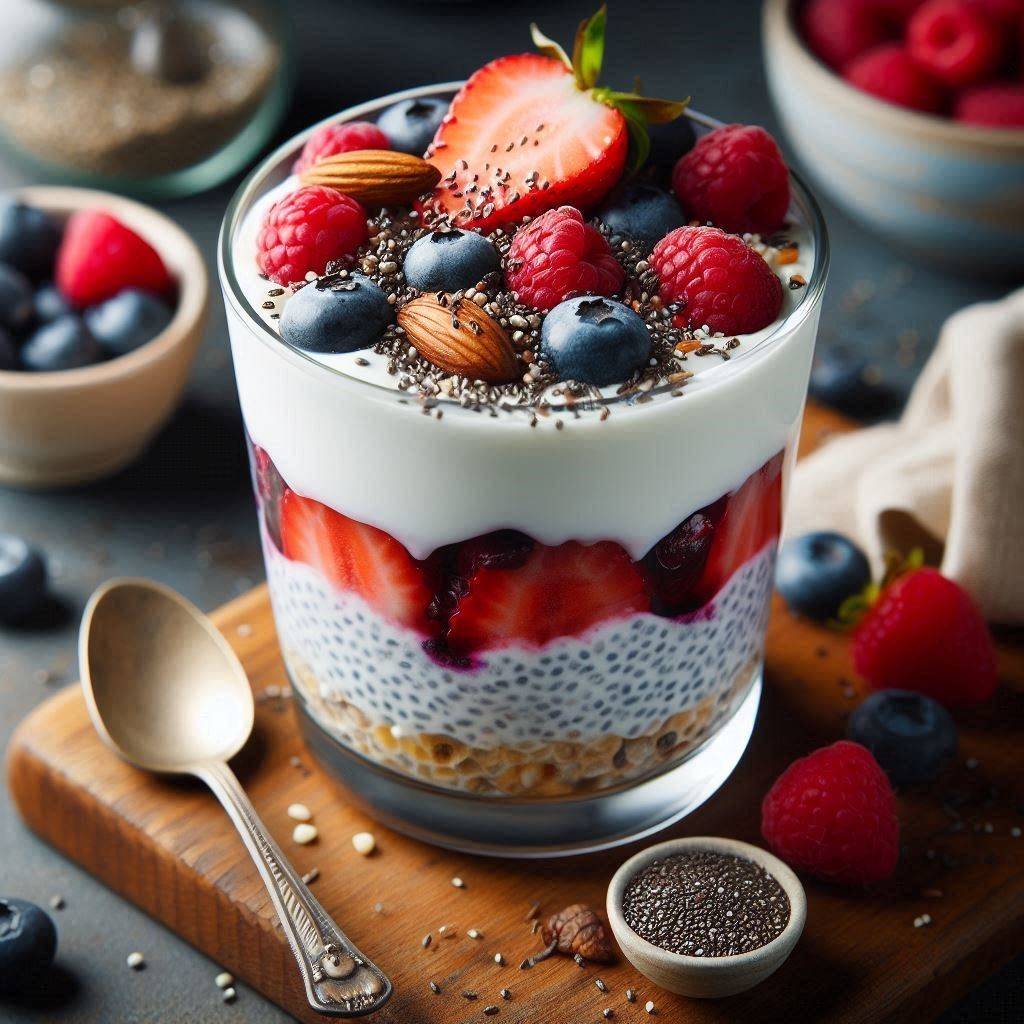 Greek Yogurt Parfait with Berries and Chia Seeds