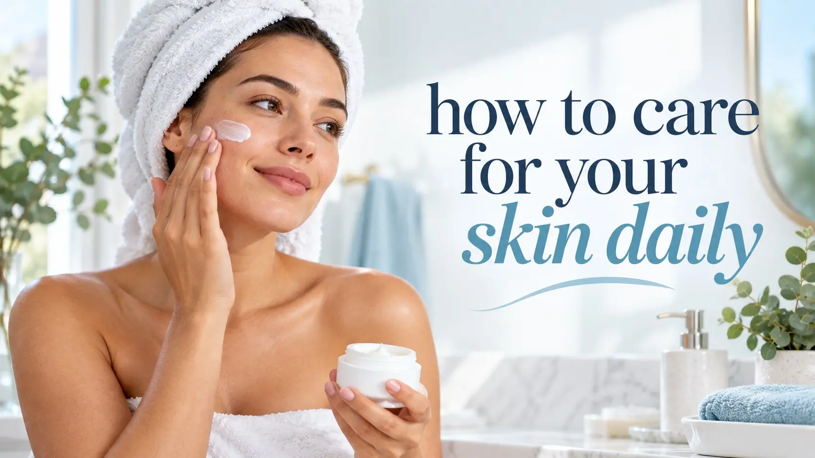 How to care for your skin daily by applying moisturizer to damp skin