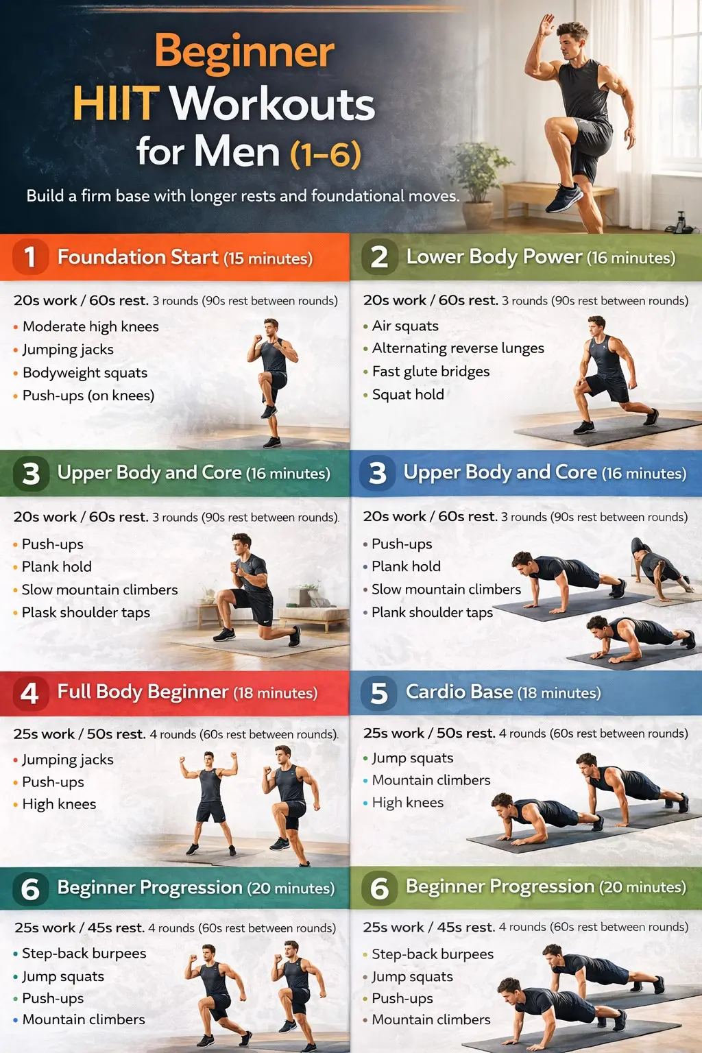 Beginner HIIT Workouts for Men (1–6)