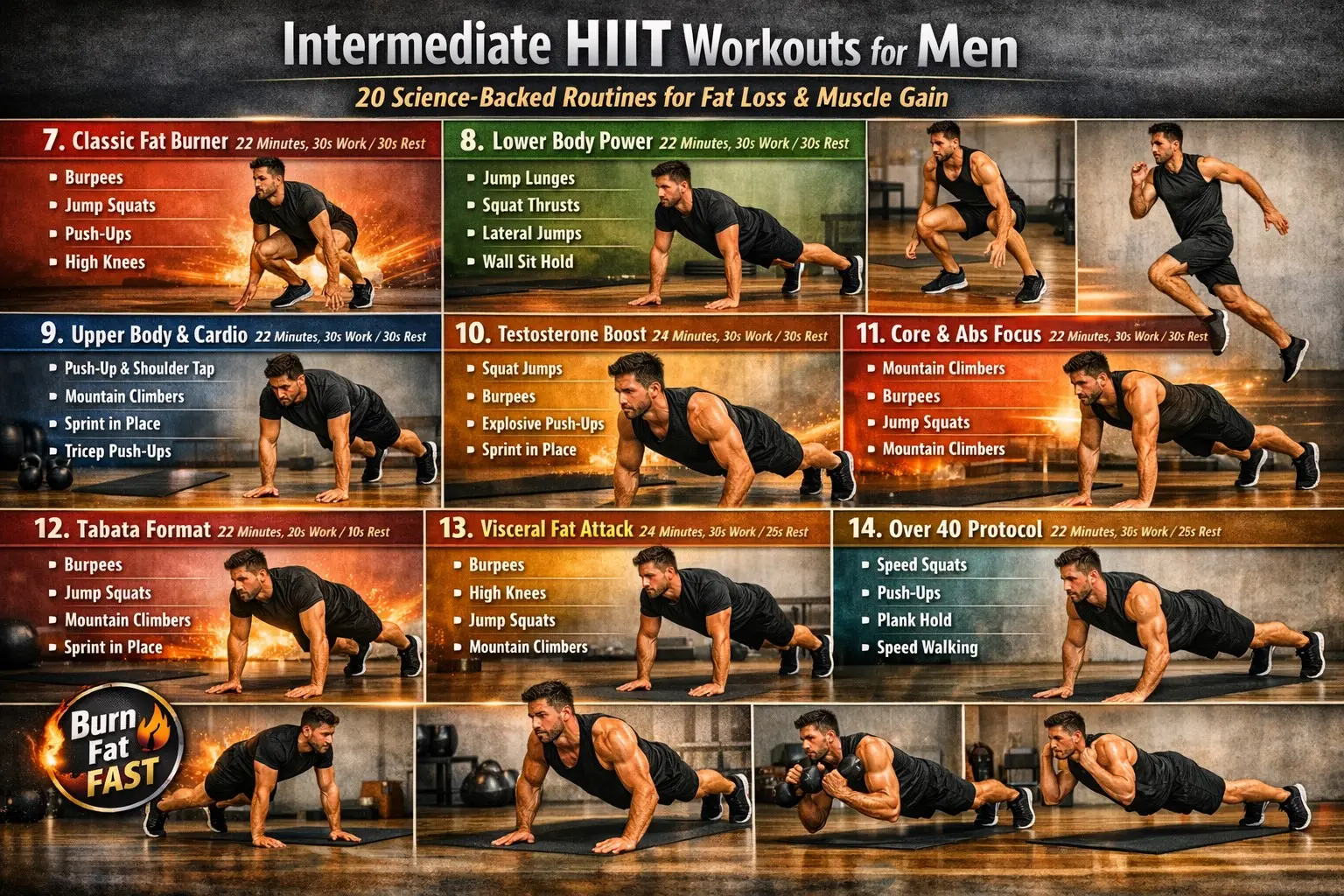 Intermediate HIIT Workouts for Men (7–14)