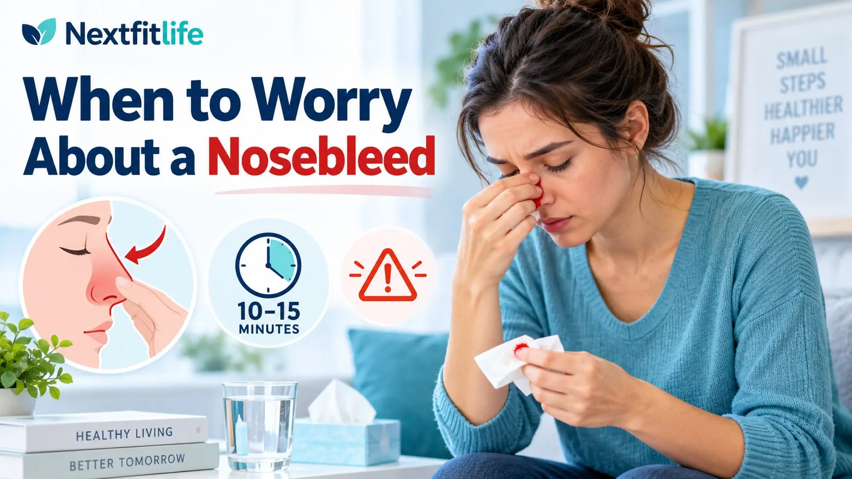 When to Worry About a Nosebleed showing safe first aid and warning signs that need urgent medical care