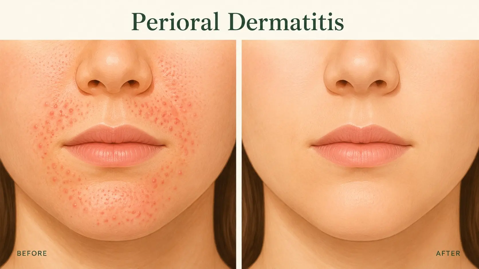 Perioral dermatitis guide showing causes signs treatment and self-care for clearing the rash of red bumps around the mouth and nose in 2026
