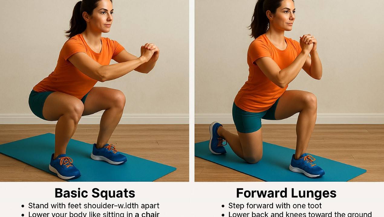 Squats and Lunges for Knee Strength