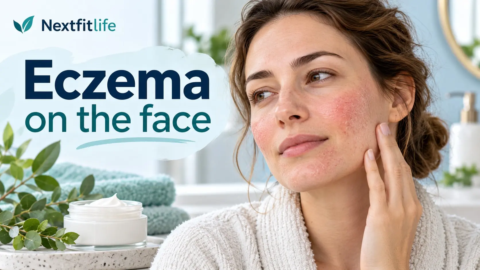 Eczema on the face showing dry itchy facial skin, moisturizer, gentle cleansing, trigger control, and dermatologist treatment