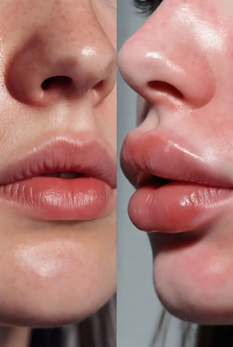 Difference between normal lips and Lips Edema