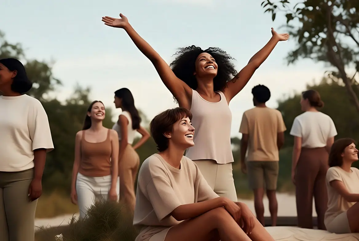 Evidence‑based body image & general wellness guide – diverse confident people, natural elements, representing holistic well‑being.