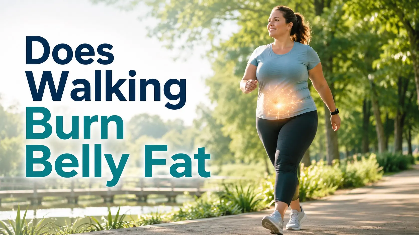 Does Walking Burn Belly Fat - Person briskly walking outdoors while learning how walking can support overall belly fat and visceral fat loss.
