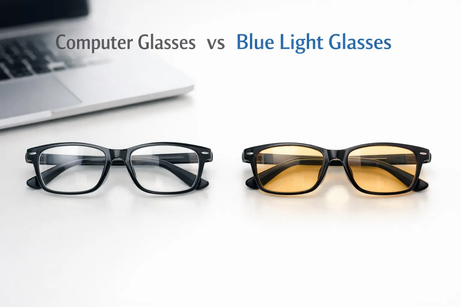 Computer glasses vs blue light glasses comparison showing which reduces digital eye strain and which improves sleep quality based on clinical evidence 2026