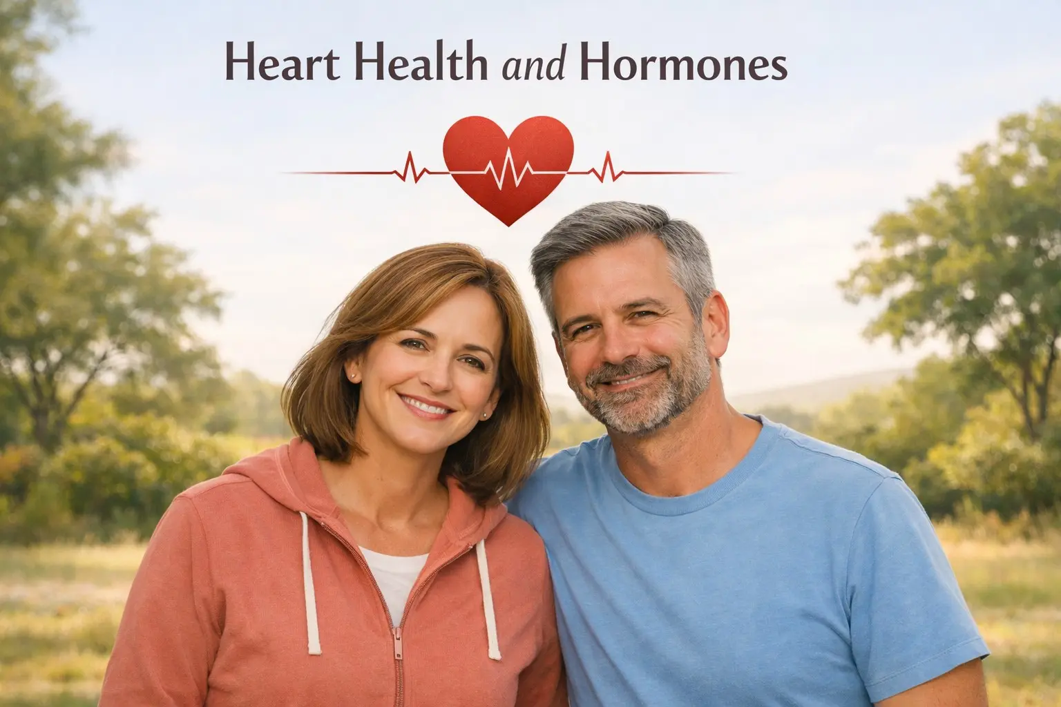 Heart health and hormones guide showing how menopause and testosterone changes affect cardiovascular risk in men and women over 50