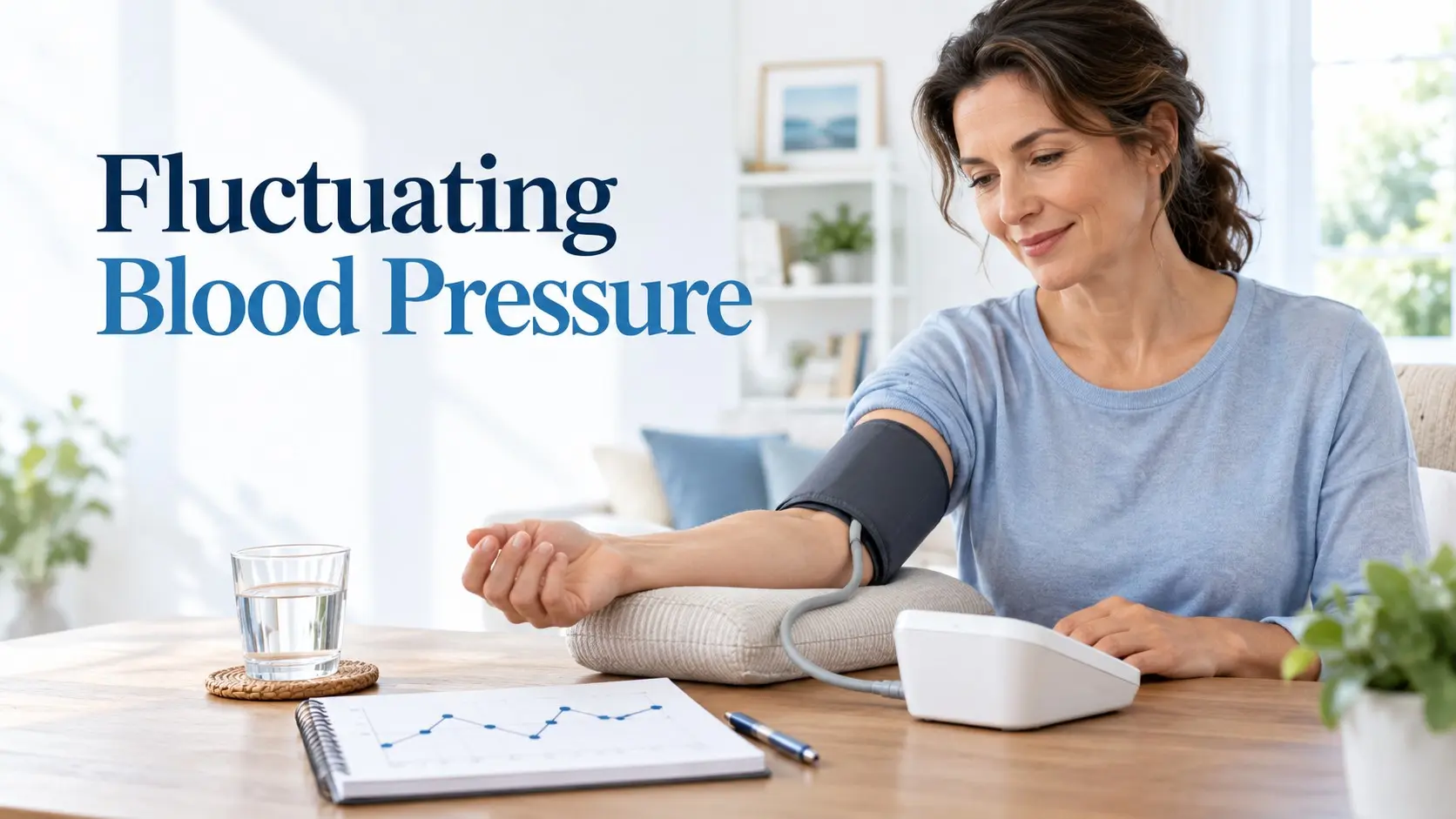 Fluctuating Blood Pressure monitored correctly at home with an upper arm blood pressure cuff