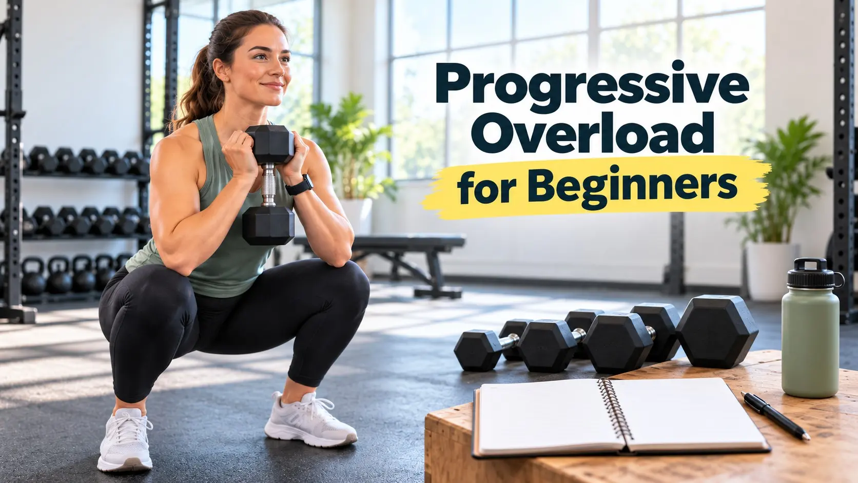 rogressive overload for beginners with controlled dumbbell strength training and a workout log