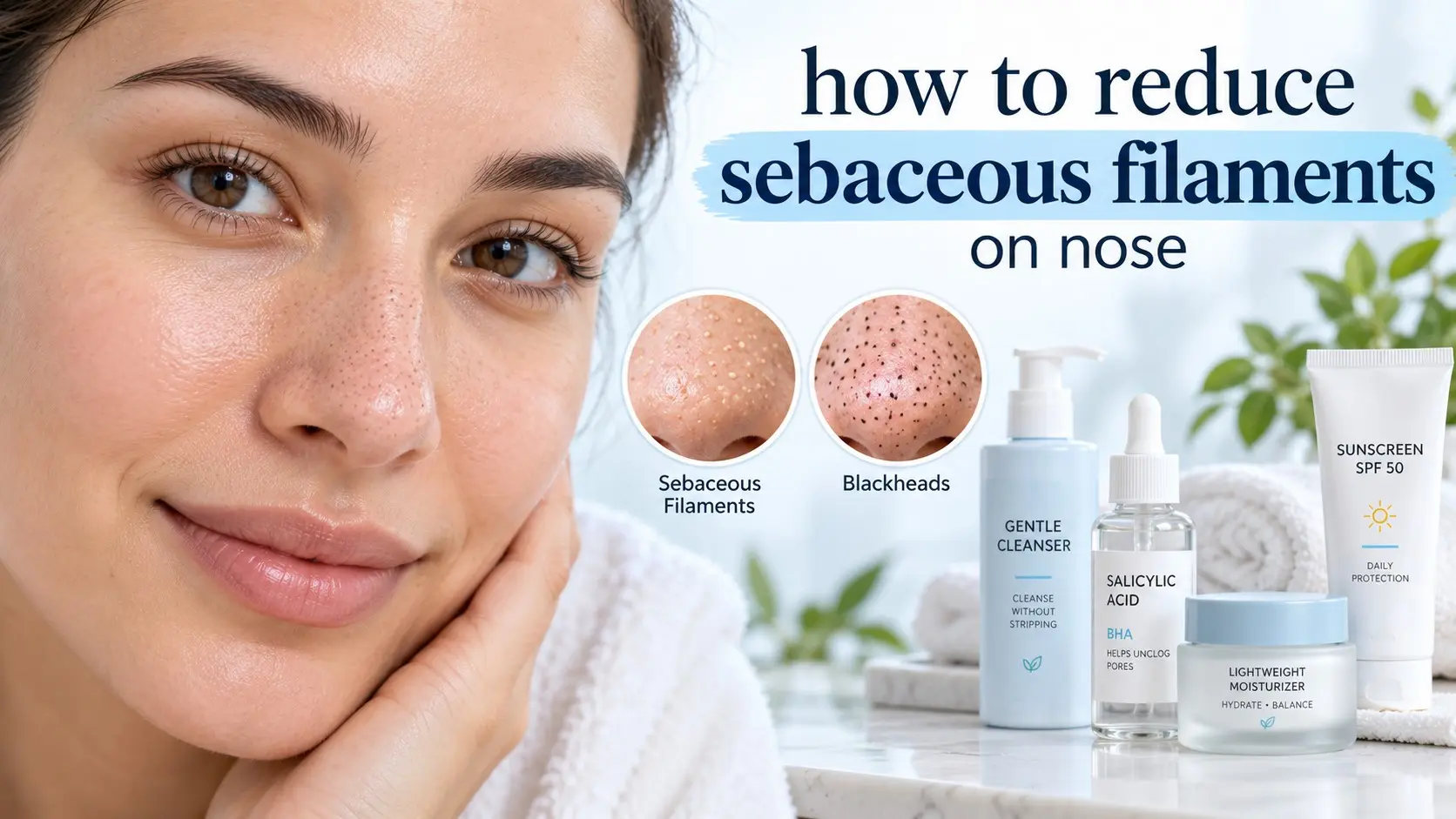 How to reduce sebaceous filaments on nose with gentle skincare and salicylic acid