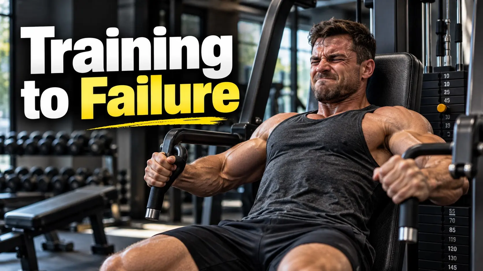 Training to failure guide showing a lifter completing a hard resistance training set with safe technique